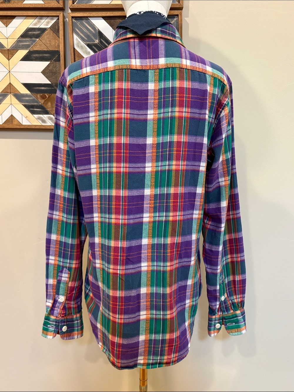 Vintage Ralph Lauren Blue Label Y2K Plaid Button Down Top Made in India size 8 - Picture 8 of 13